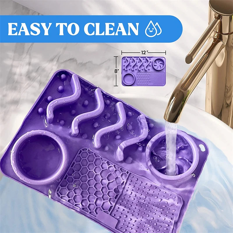 3-in-1 Slow Feeder Dog Bowl – Licking Mat for Anxiety Relief