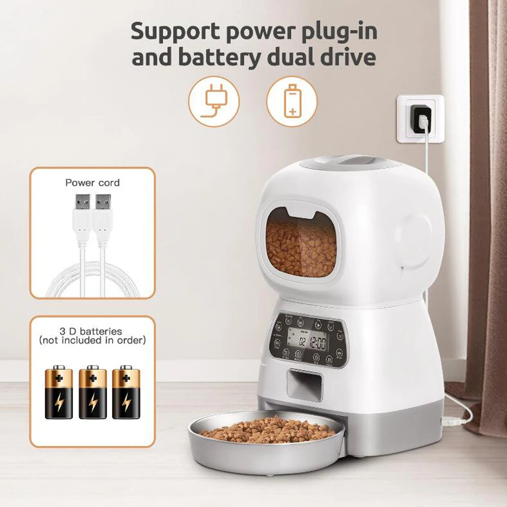 3.5L Smart Automatic Pet Feeder – Timer & Steel Bowl🐶