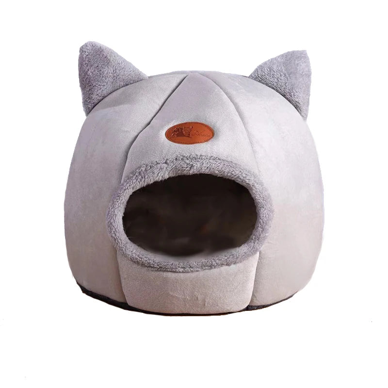 Cozy Winter Cat Bed – Deep Sleep Basket & Small Dog House Tent