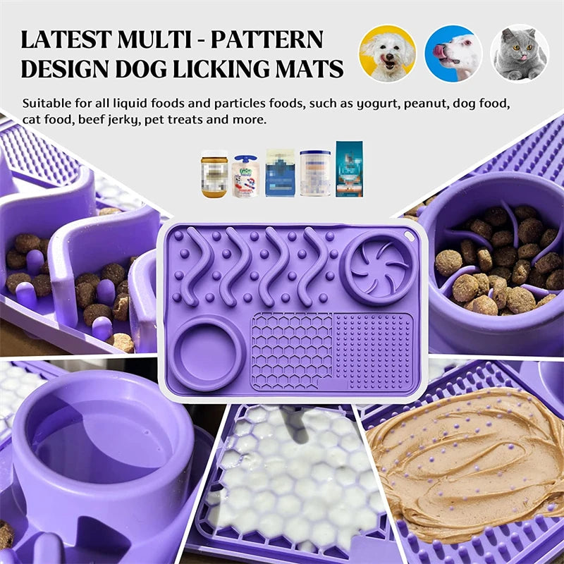 3-in-1 Slow Feeder Dog Bowl – Licking Mat for Anxiety Relief