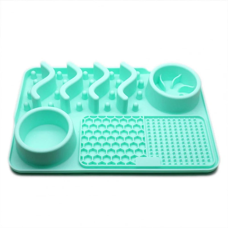 3-in-1 Slow Feeder Dog Bowl – Licking Mat for Anxiety Relief