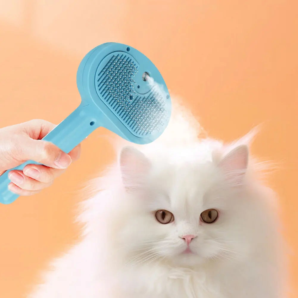 2-in-1 Cat Steam & Hair Remover Grooming Brush