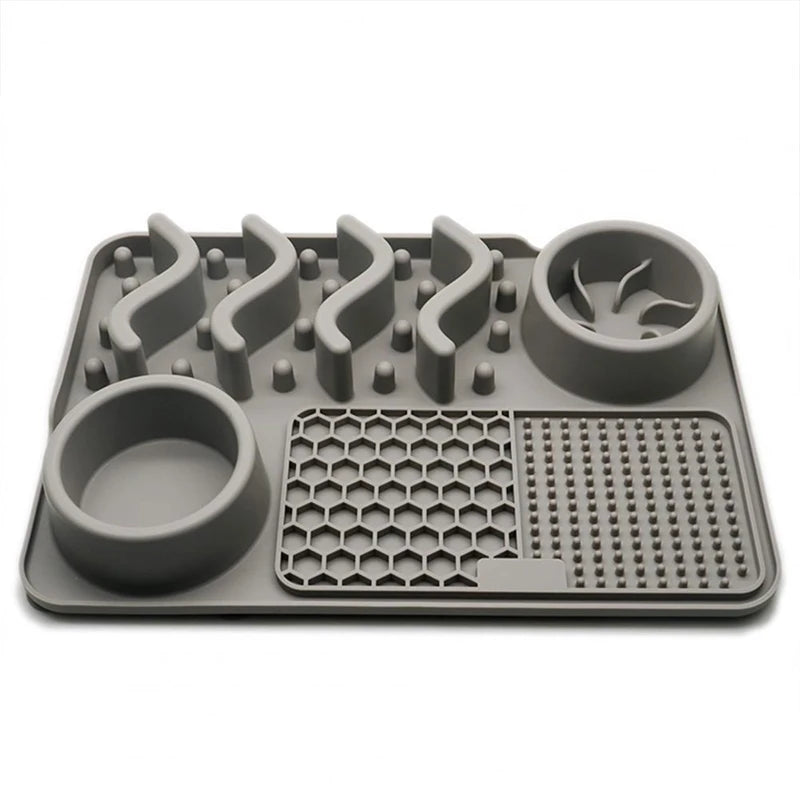 3-in-1 Slow Feeder Dog Bowl – Licking Mat for Anxiety Relief