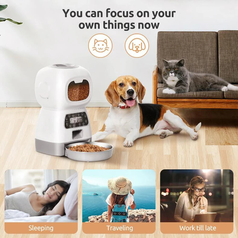 3.5L Smart Automatic Pet Feeder – Timer & Steel Bowl🐶