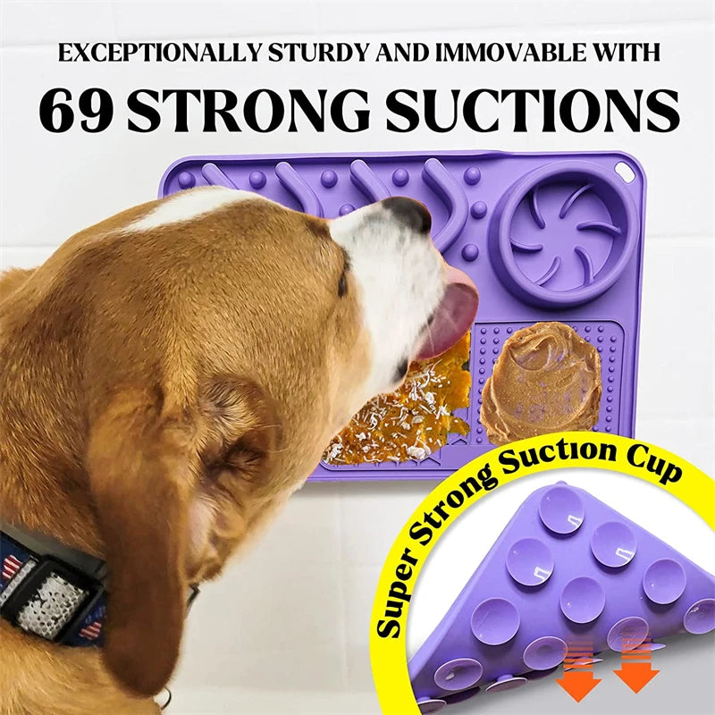 3-in-1 Slow Feeder Dog Bowl – Licking Mat for Anxiety Relief