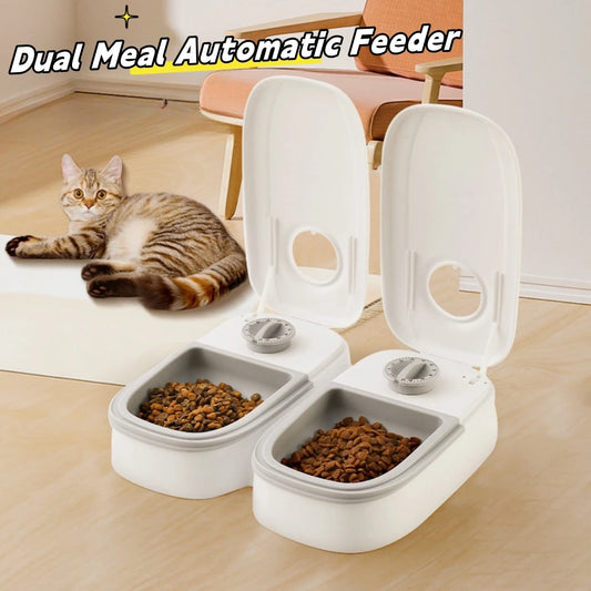 Automatic Pet Feeder – Timed & Separate Bowls for Dry & Wet Food