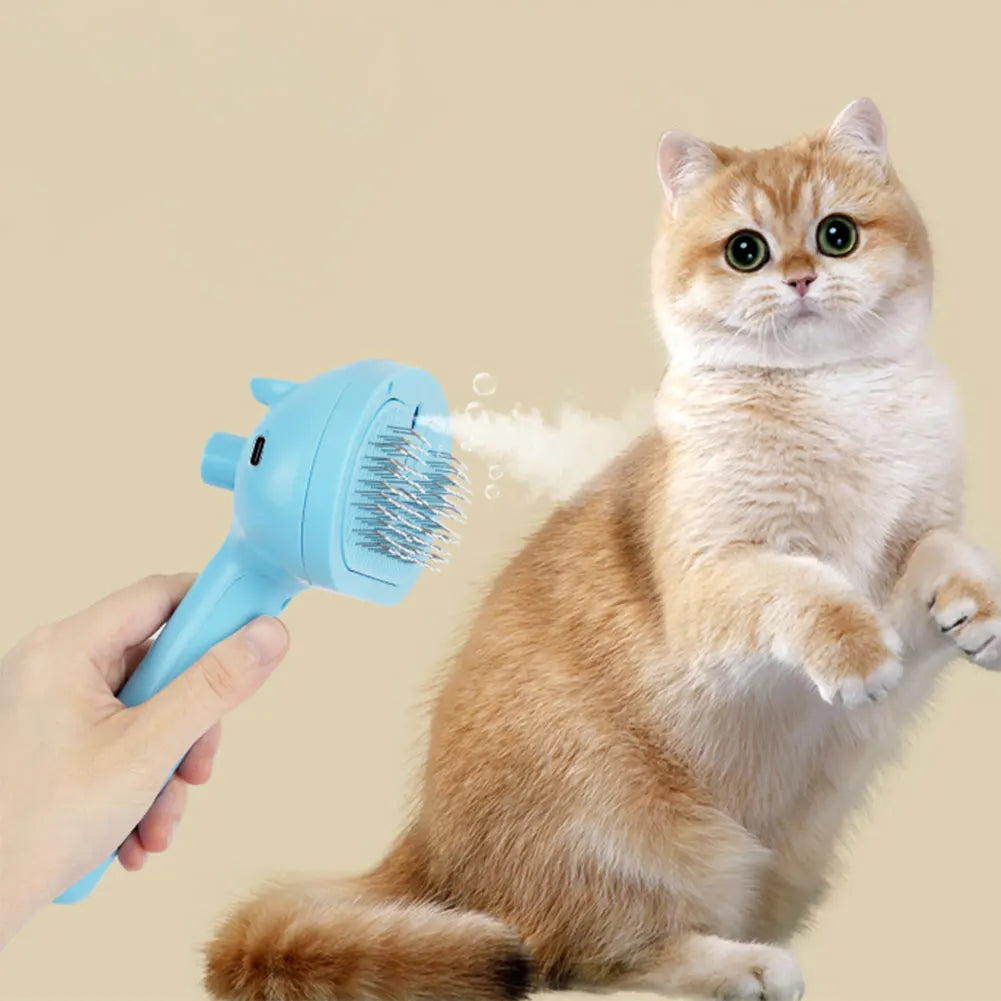 Rechargeable Cat Grooming Brush – Spray, Massage & Easy Clean🐶