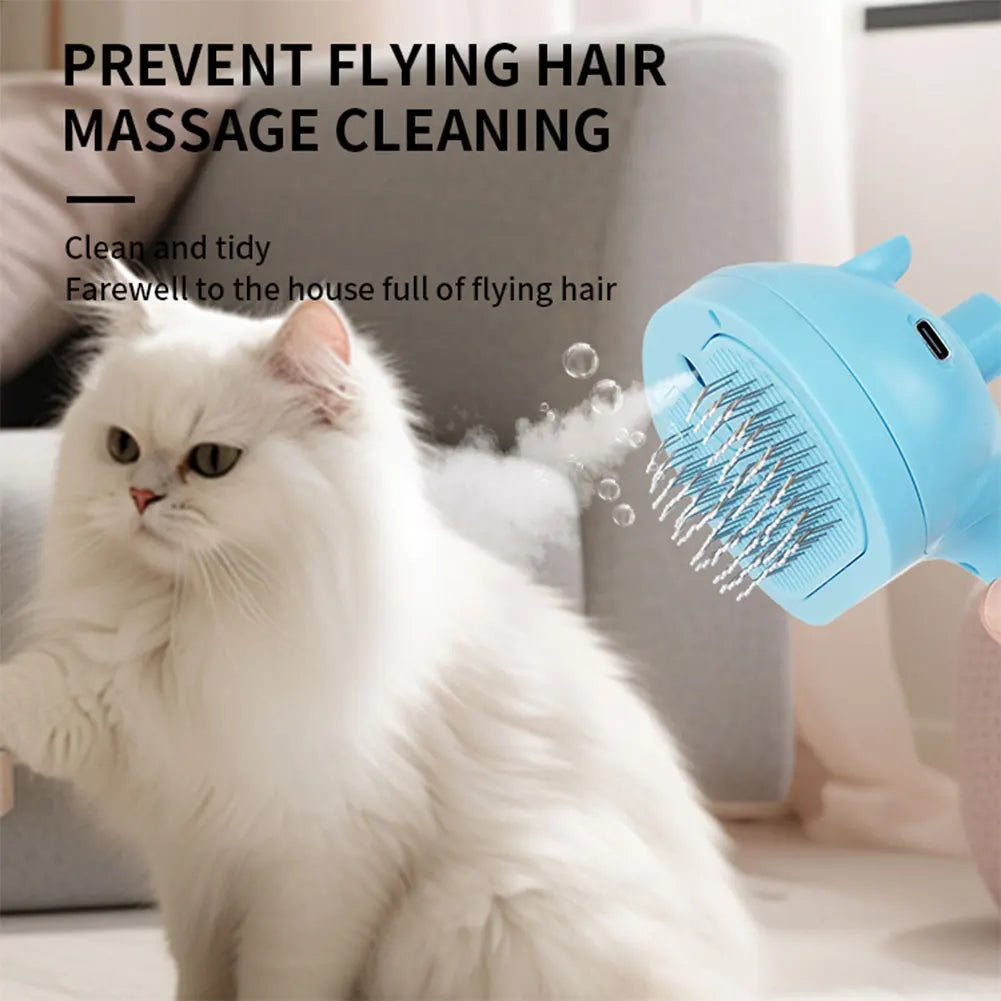 2-in-1 Cat Steam & Hair Remover Grooming Brush